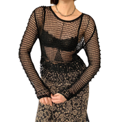Vintage Beaded Crochet Top (S/M)