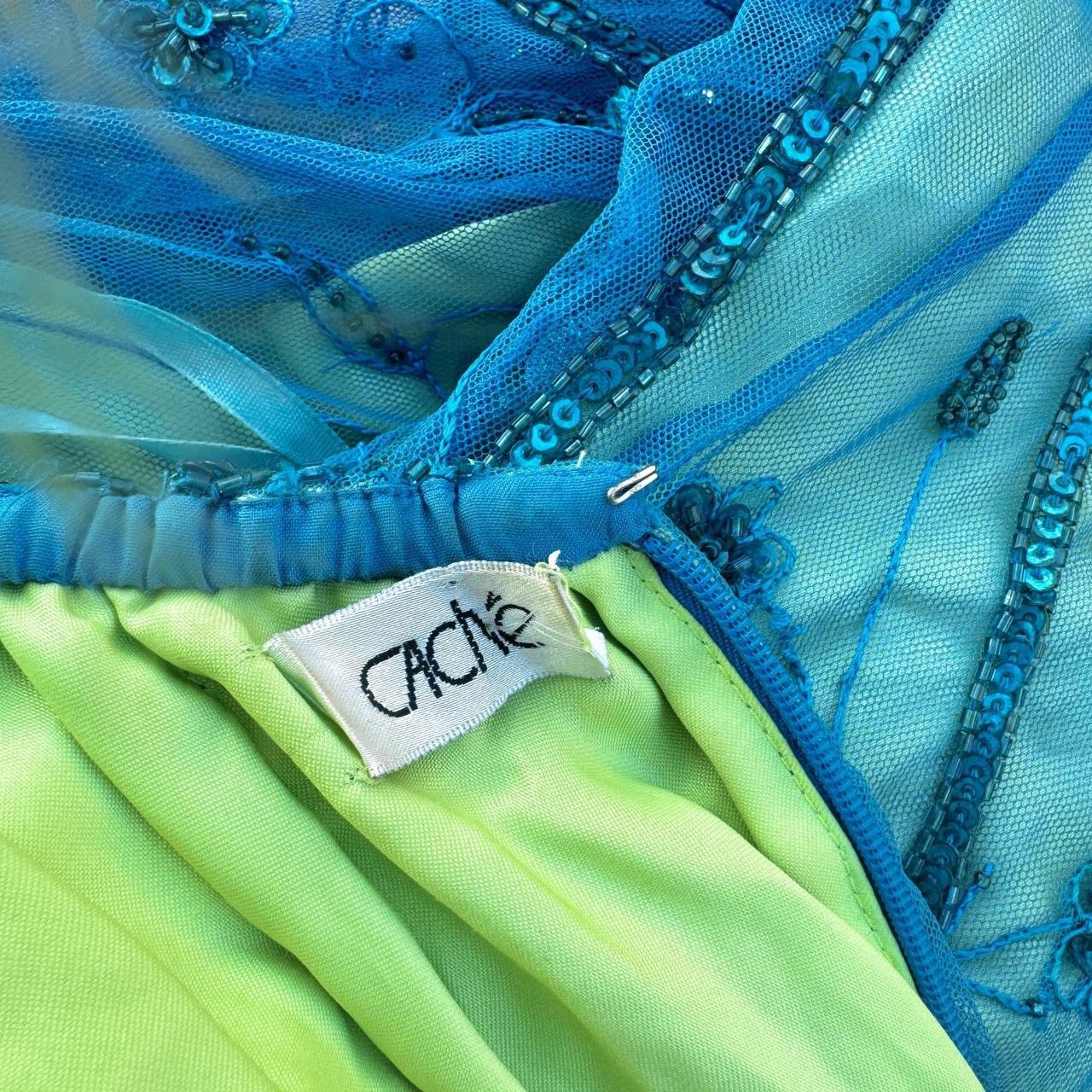 Caché Beaded Mesh Cutout Gown (S)