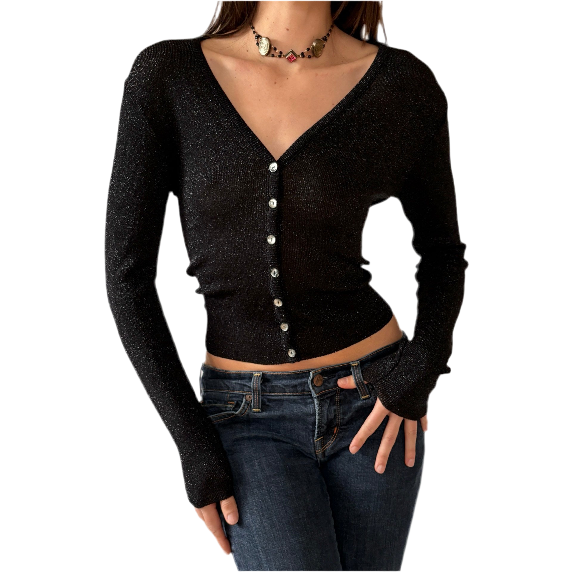 90s Noir Glitter Cardigan (S)