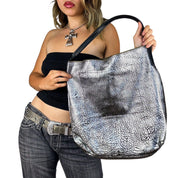 Vintage Slouchy Silver Leather Bag