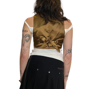 Vintage Brown Cropped Leather Waistcoat (S)