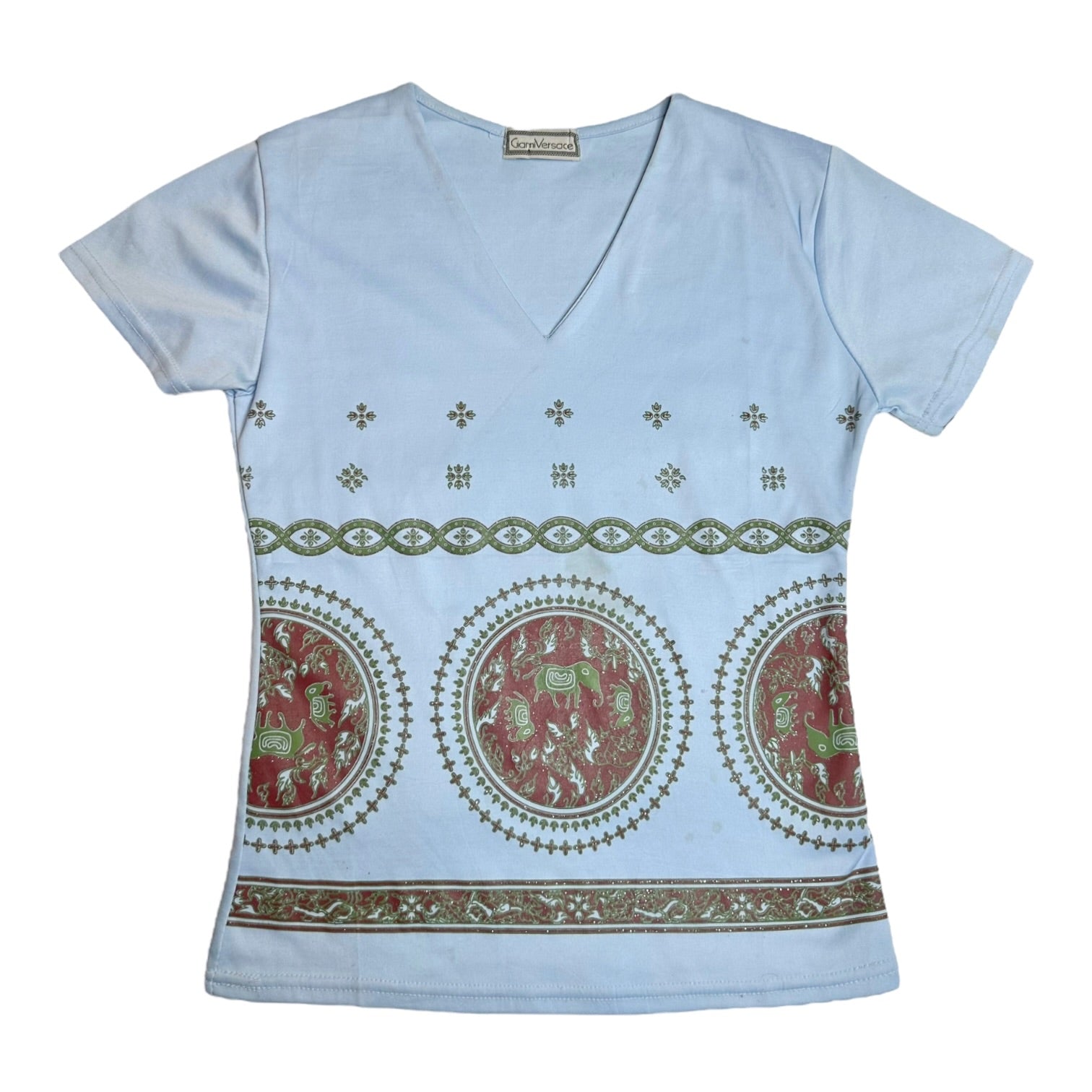 Y2K Glitter Graphic Baby Tee (S)