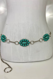 Turquoise & silver stone  concho belt
