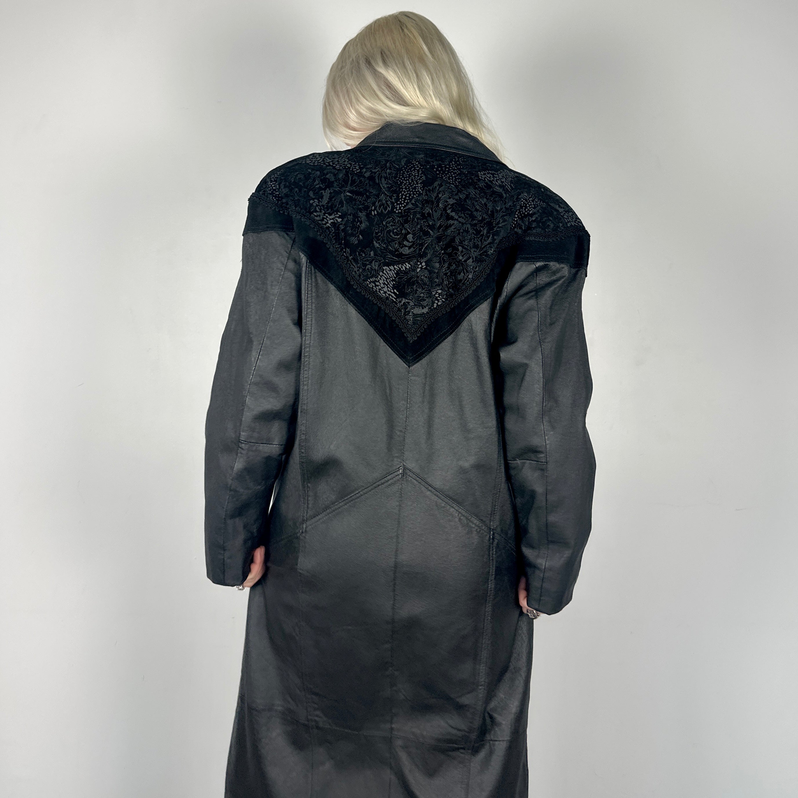 Vintage Leather + Suede Trench Coat (M)