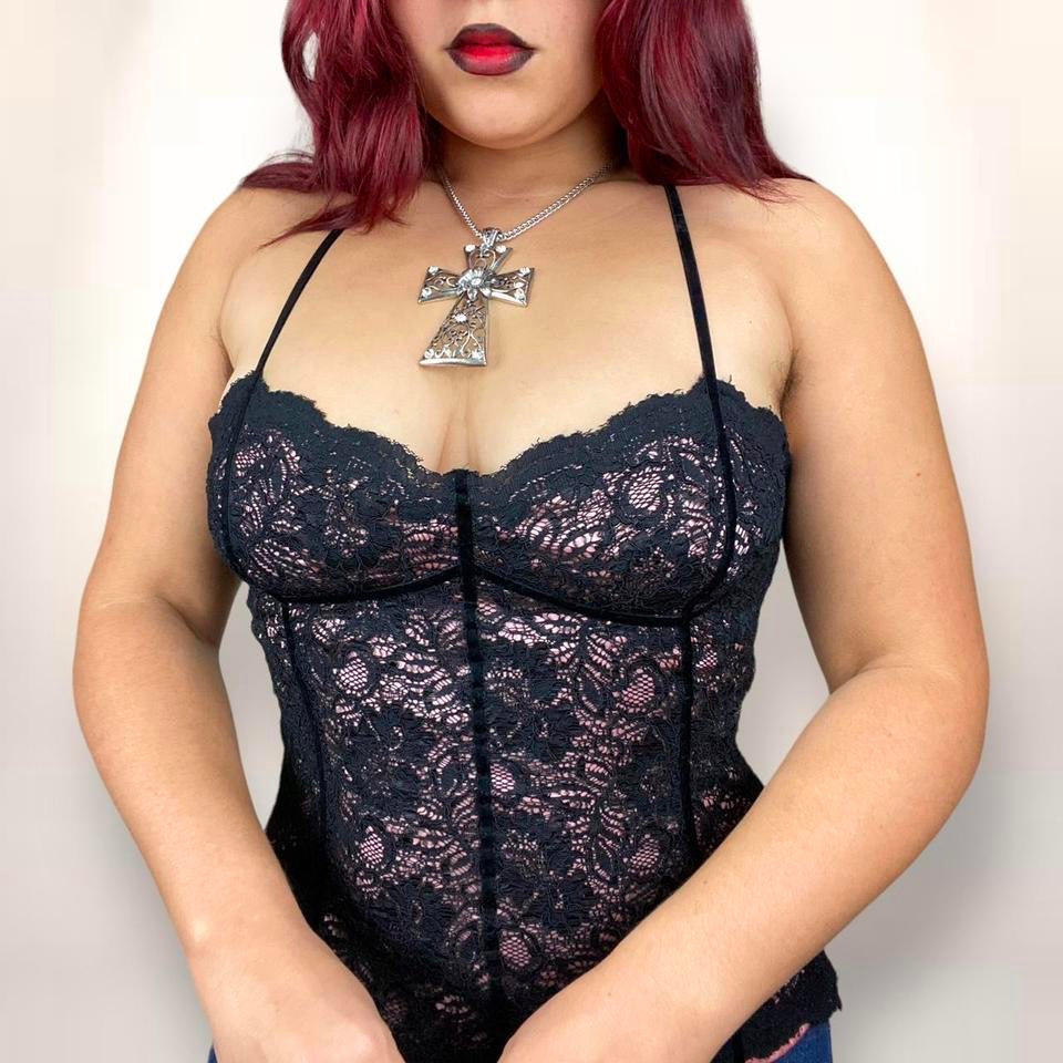 2000s Lace Corset Top (Medium)