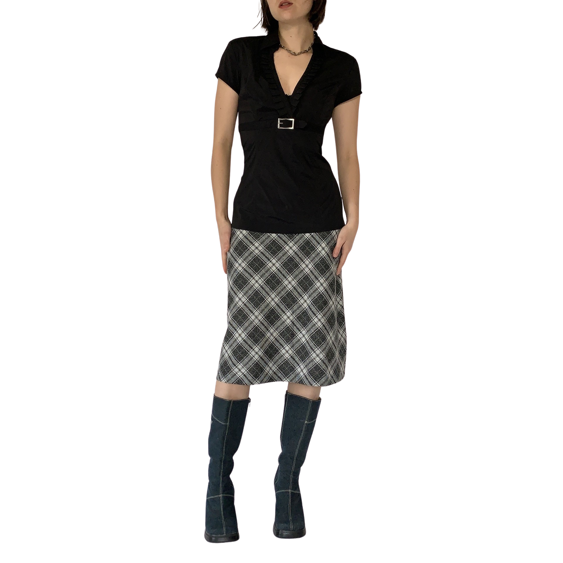 Vintage 1990s Plaid Midi (M)