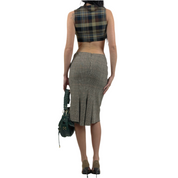 BCBG Low Rise Plaid Midi Skirt (S)