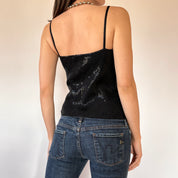 Y2K Noir Sequin Cami (XS/S)