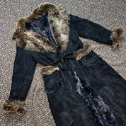 Pablo Valentino Parisian Vintage Fur Trim Suede Leather Patchwork Coat (M/L)