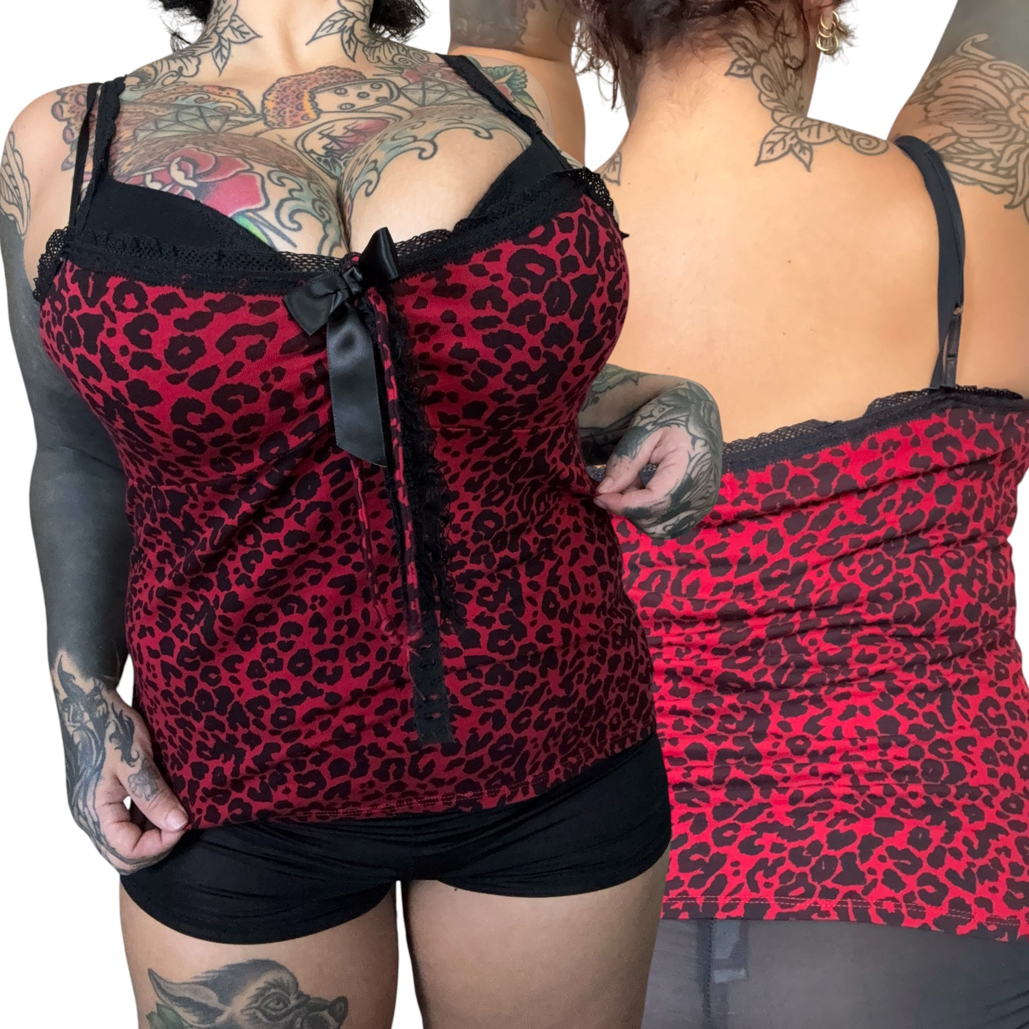 Y2K Jessica Louise leopard lolly cami (L/XL)
