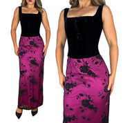 90s Velvet Corset Maxi Dress (S)
