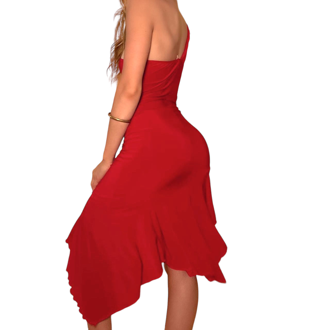 90’s asymmetrical grommet dress