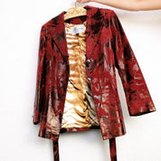 Vintage Burgundy Leather & Fur Trench - Small