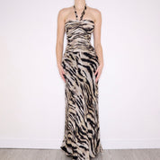 Y2K Silk Animal Print Gown (XS)