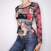 Y2K CUSTO BARCELONA Graphic Long Sleeve Top (S)