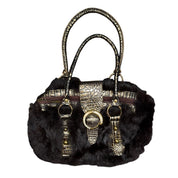 Euro Vintage Fur Statement Buckle Bag