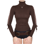 Y2K Brown Ribbon Turtleneck Sweater (XS/S)