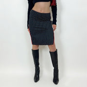 Vintage Striped Low Rise Midi Skirt (S)