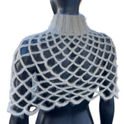 White Fuzzy Turtleneck Mesh Shawl (S/M)