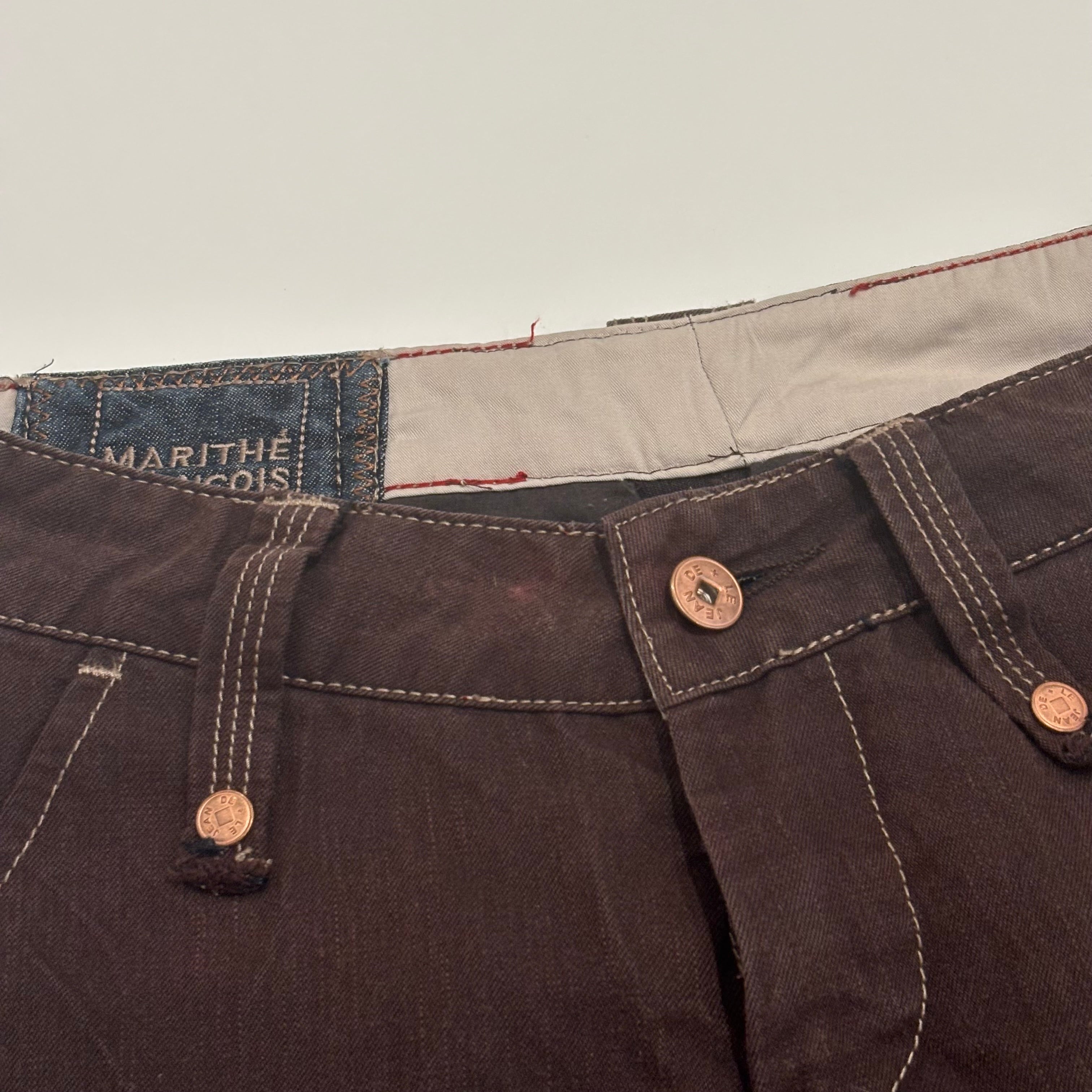 Marithe Francois Girbaud Low Rise Brown Flared Cropped Pants (XS)