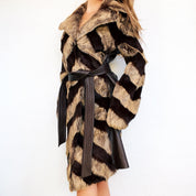 Genuine Leather & Rabbit Fur Trench Coat (M)