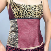 XOXO Faux Fur & Leather Open Back Top (M)