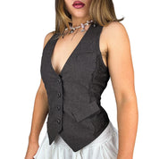 2000s Lace Trim Waistcoat Vest (M)