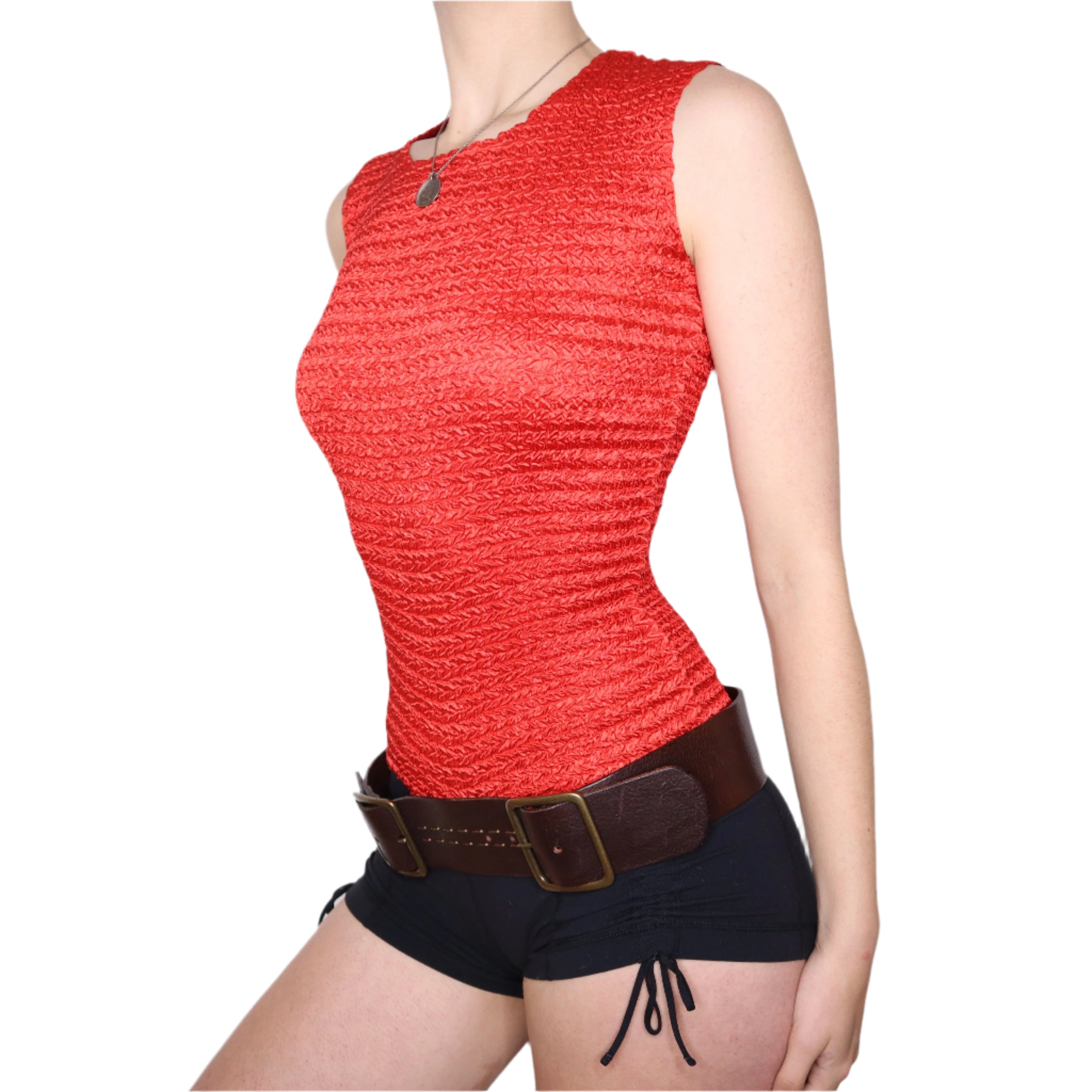 90s Red Textured Tank Top (S)