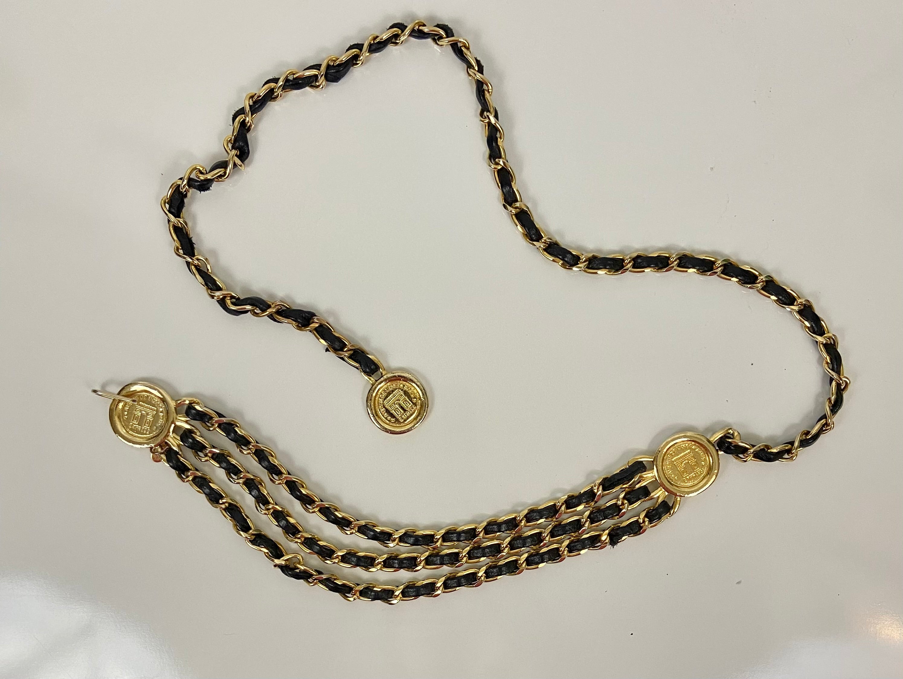 Gold &black layered waist chain belt