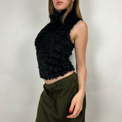 Bebe 90's Fuzzy Turtleneck Tank (S/M)