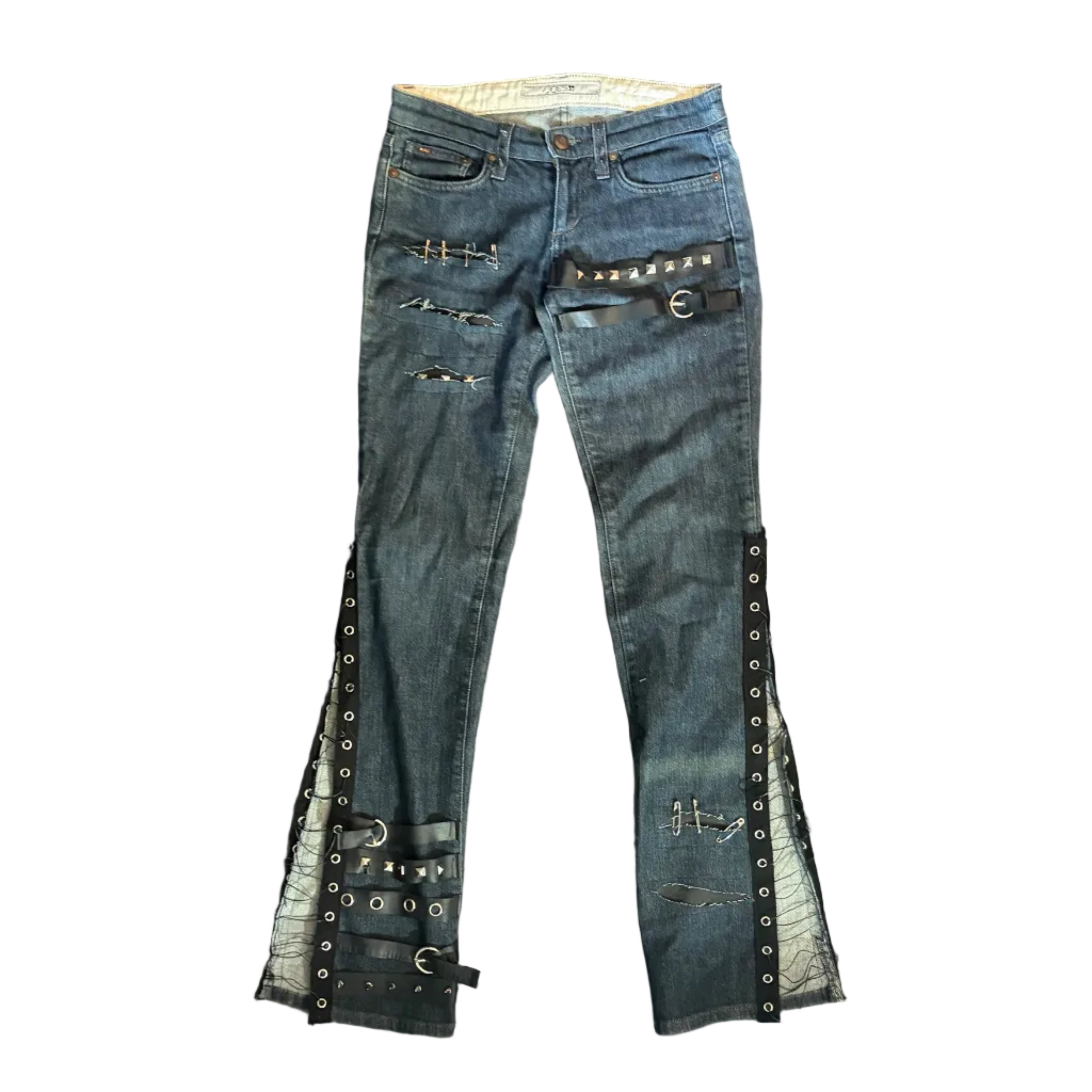 One of One Distressed Punk Low Rise Jeans (XS)