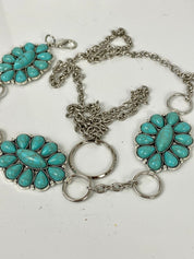 Turquoise & silver stone  concho belt