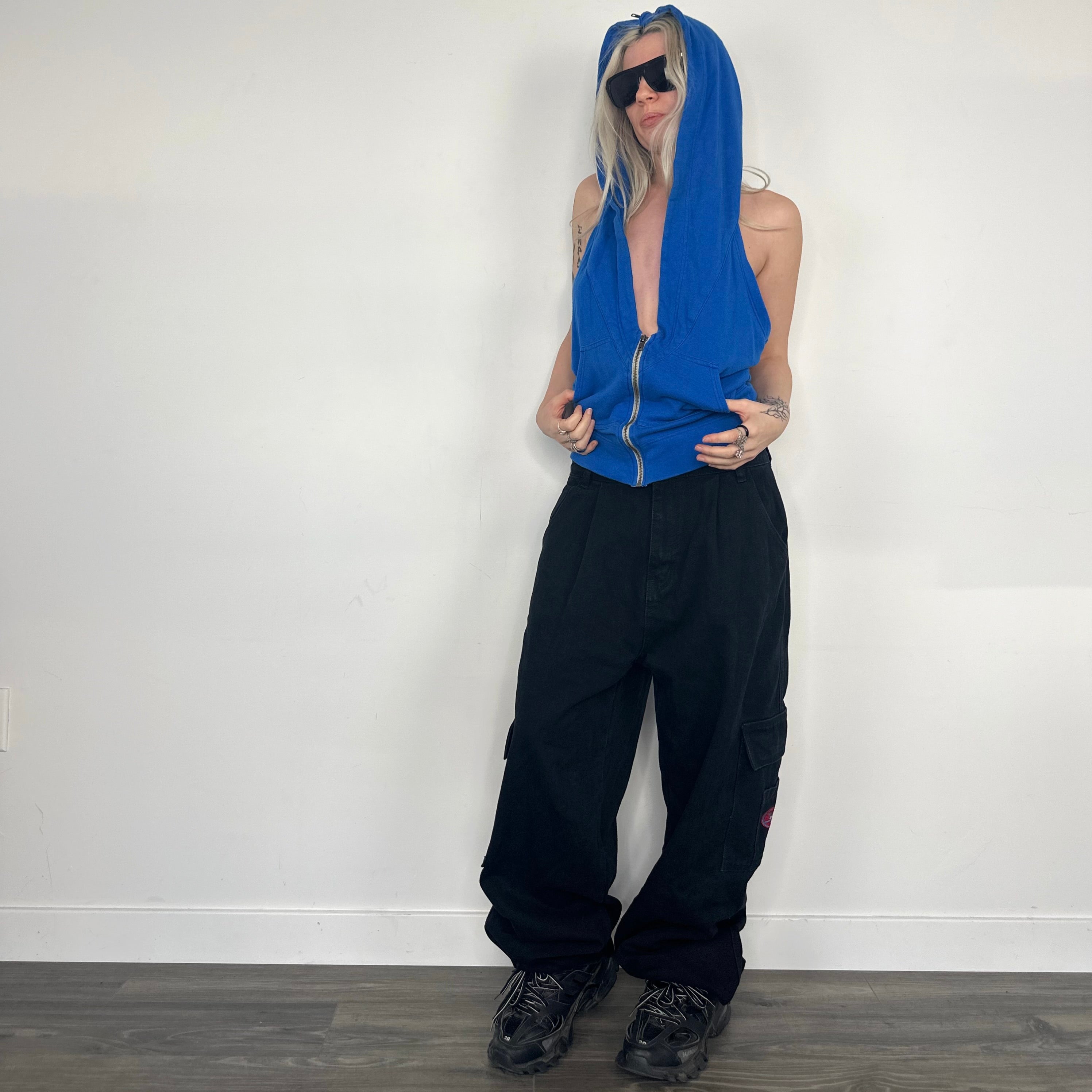 Free People Open Back Hoodie Top (M)