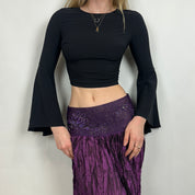 Whimsical Purple Low Rise Midi Skirt (S)