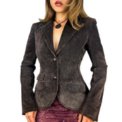 2000s Cocoa Brown Suede Leather Blazer (S)