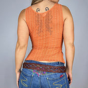 Y2K Orange Lace Surplice Top (M)