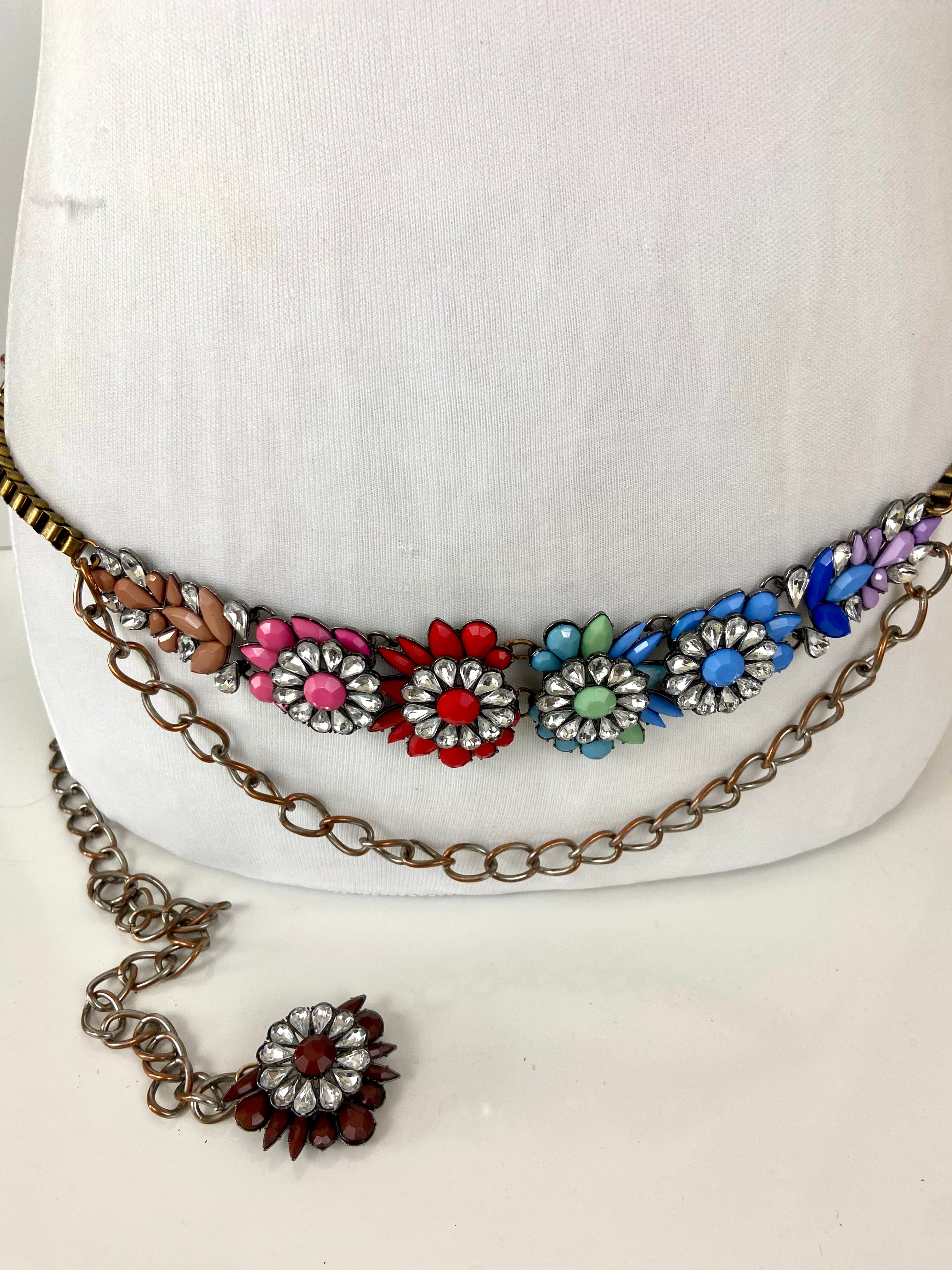rainbow crystals vintage glamorous bohemian ethnic belt