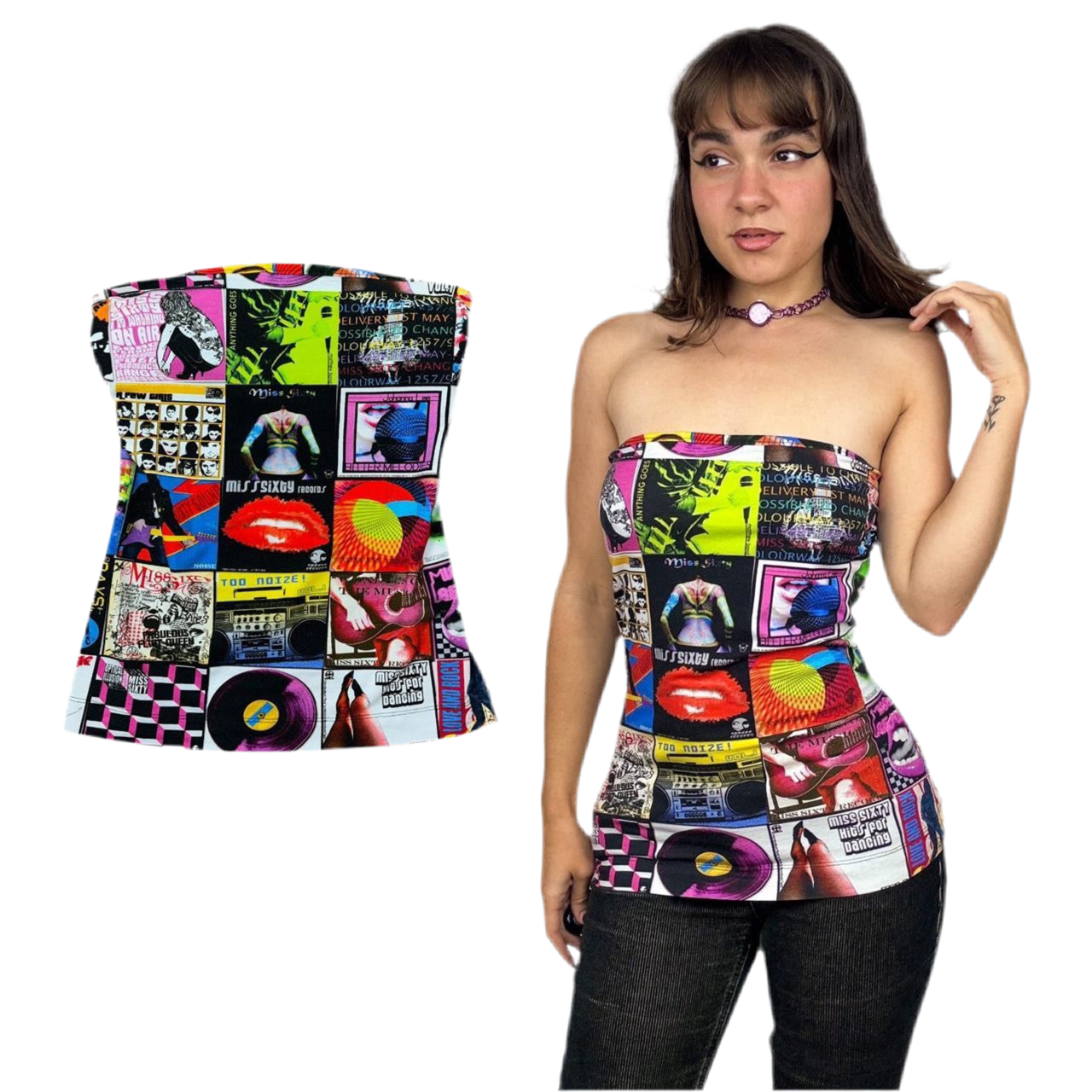 Miss Sixty Graphic Tube Top (M)