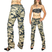 Y2K Low Rise Camo Cargo Flares (M)