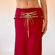 Y2K Cherry Lace Up Midi Skirt (XS/S)