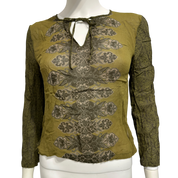 Vintage whimsygoth graphic print sheer long sleeve top (XS)