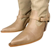 Vintage Beige Leather Cowboy Boots (6)