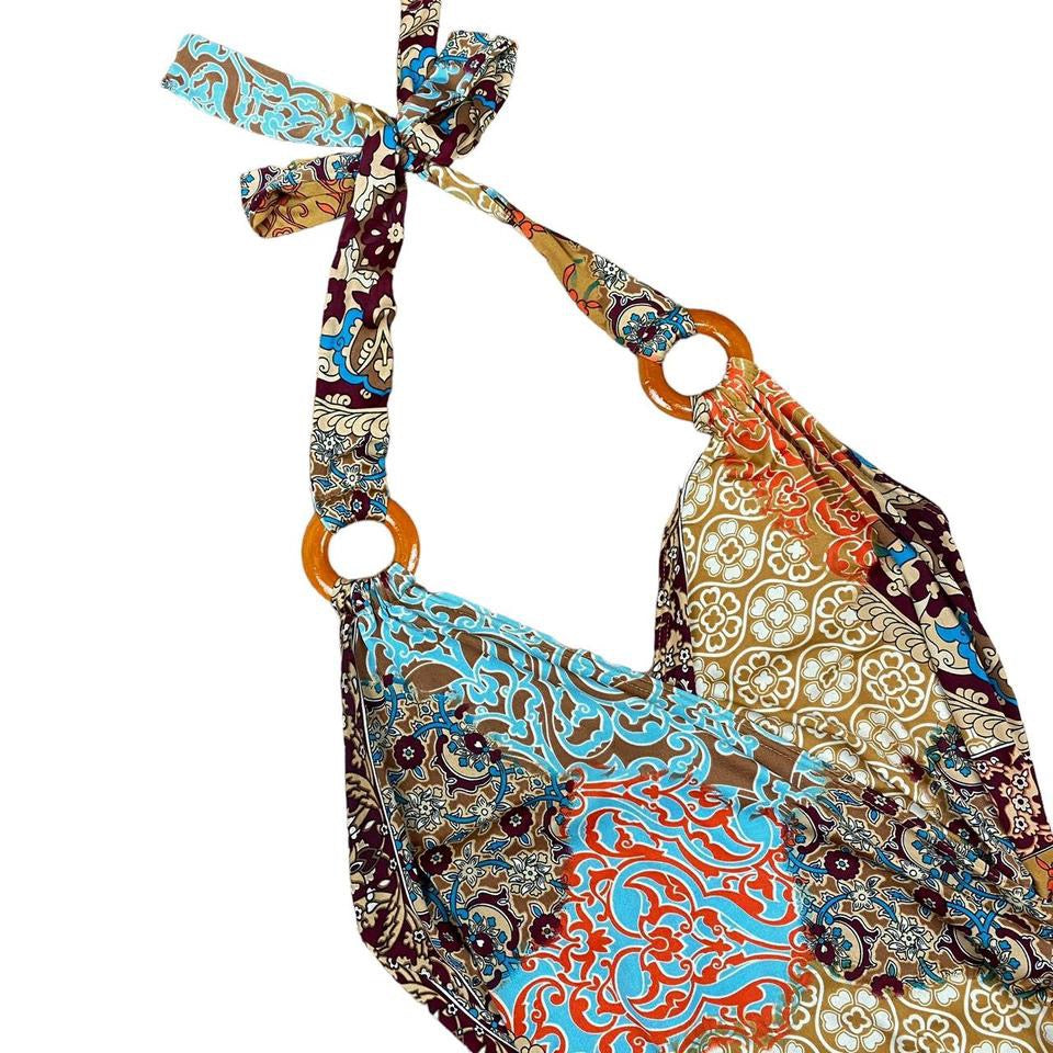 Y2K Paisley Halter Dress (S-M)