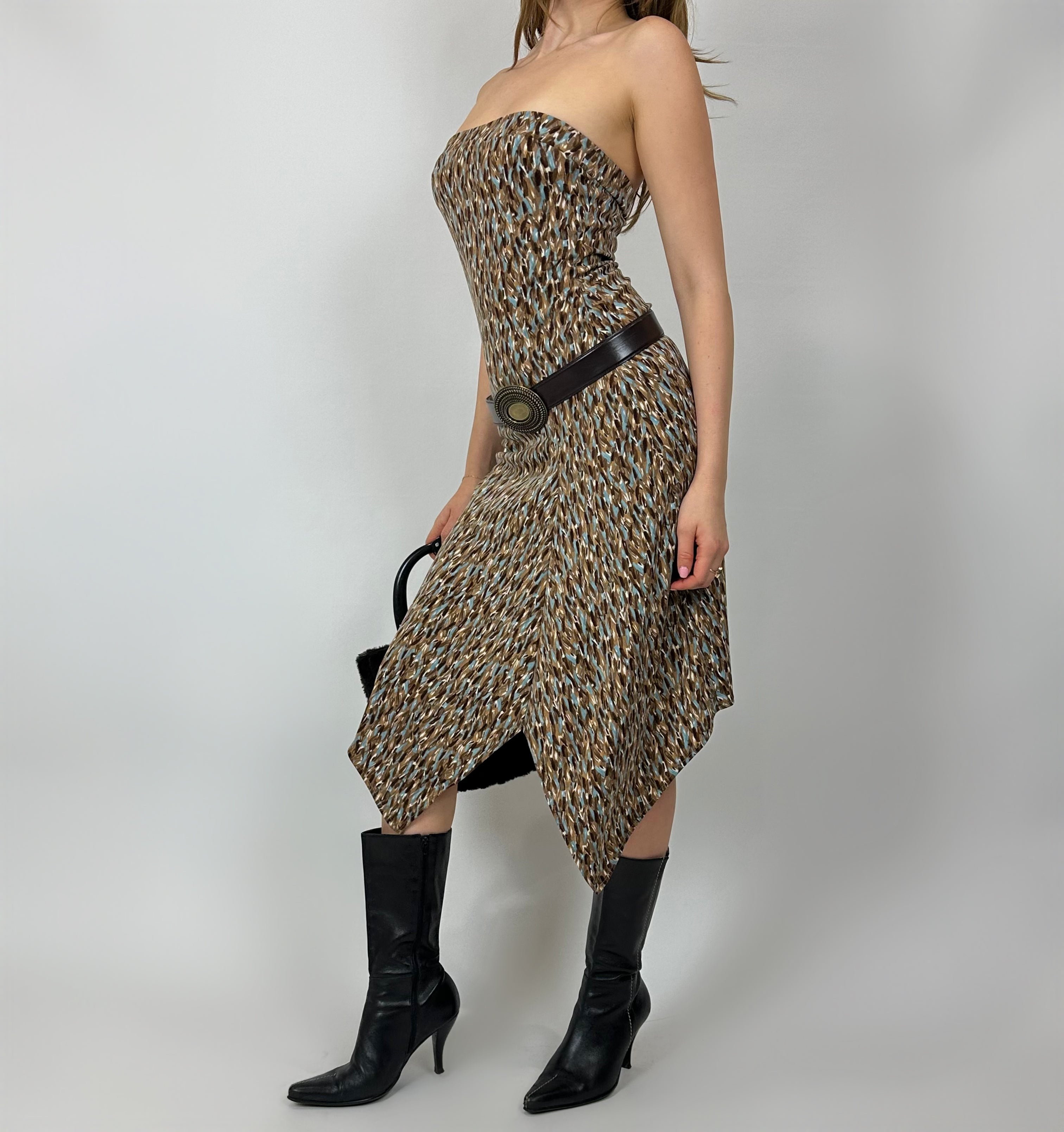 90’s Drop Waist Printed Midi Dress (S/M)
