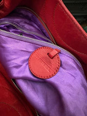Vintage Red Leather Diesel Avant Garde Chain Slouch Handbag