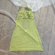 Vintage Embroidered Green Mesh Dress (XS/S)