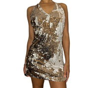 Italian Vintage gold sequin mini dress (S)