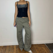 Vintage baggy pants with embroidered dragon (XS/M)