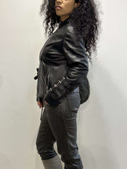 Vintage Black Buckle Italian Leather Jacket (M)