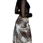 Vintage Asymmetric Cheetah Maxi Skirt (S)